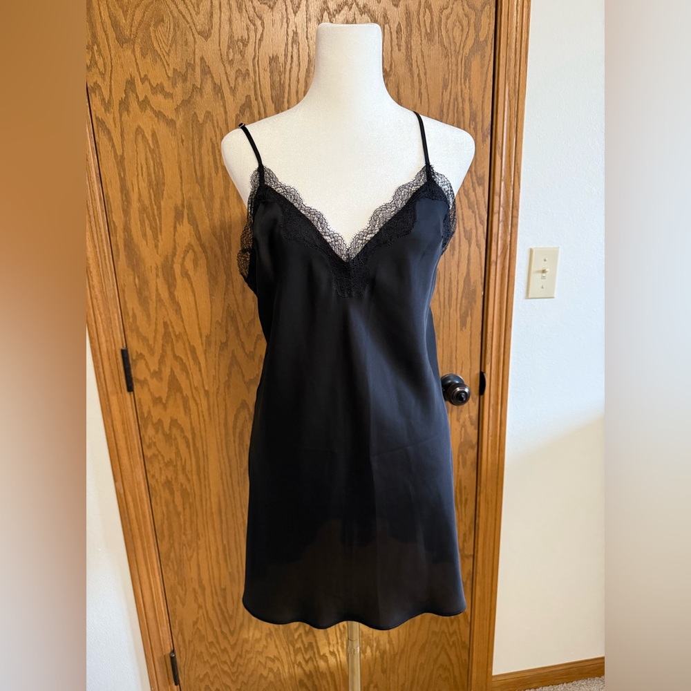 Victoria’s Secret Elegant Black Lace Trim Chemise
